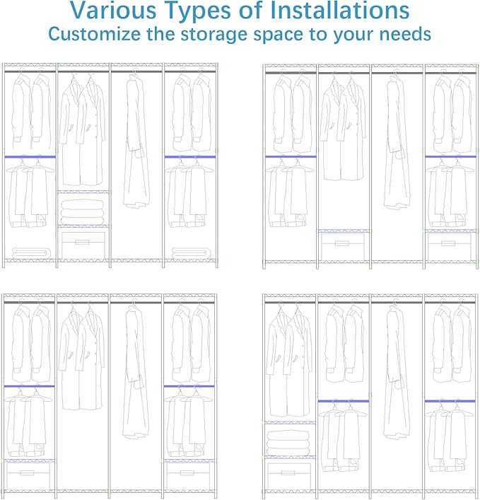 VIPEK V40C Plus Heavy Duty Clothes Rack with Oxford Fabric Cover, Extra Large Covered Clothing Rack for Hanging Clothes Portable Wardrobe Closet Black Closet Rack with Grey Cover, Max Load 1300lb