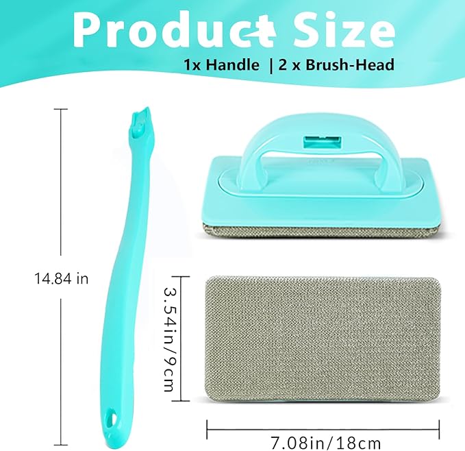 Professional Window Screen Cleaner- Large Brush Face for Door Mesh Cleaning- Detachable Mesh Screen Cleaning Tool- Wet and Dry Dual-Use (Two Brush Heads)