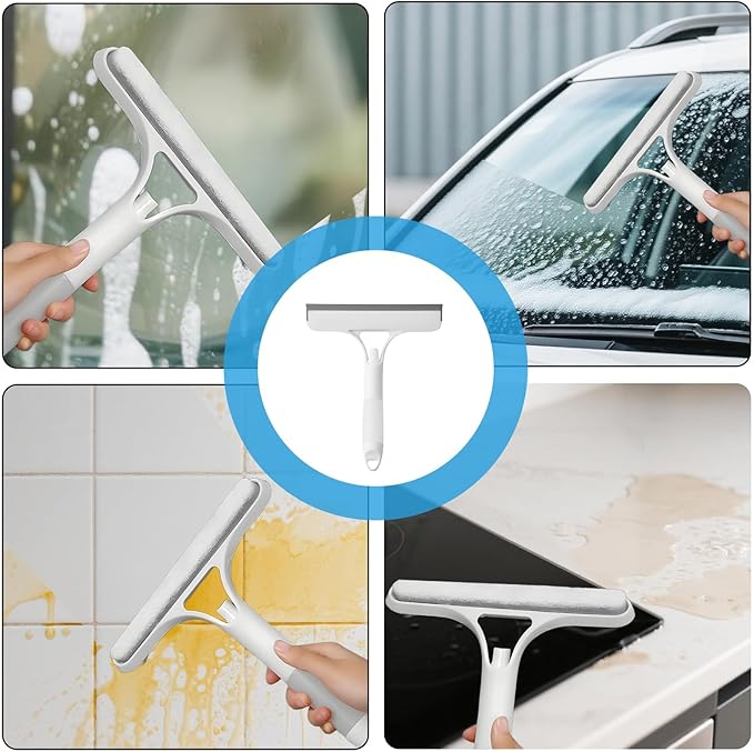 3 in 1 Window Cleaning Scraper,Window Cleaning Scraper,Squeegee for Window Cleaning,3 in One Window Cleaning Scraper for Windows,Car Windshields, Bathrooms, Kitchens, All-Purpose Window Cleaner Tool