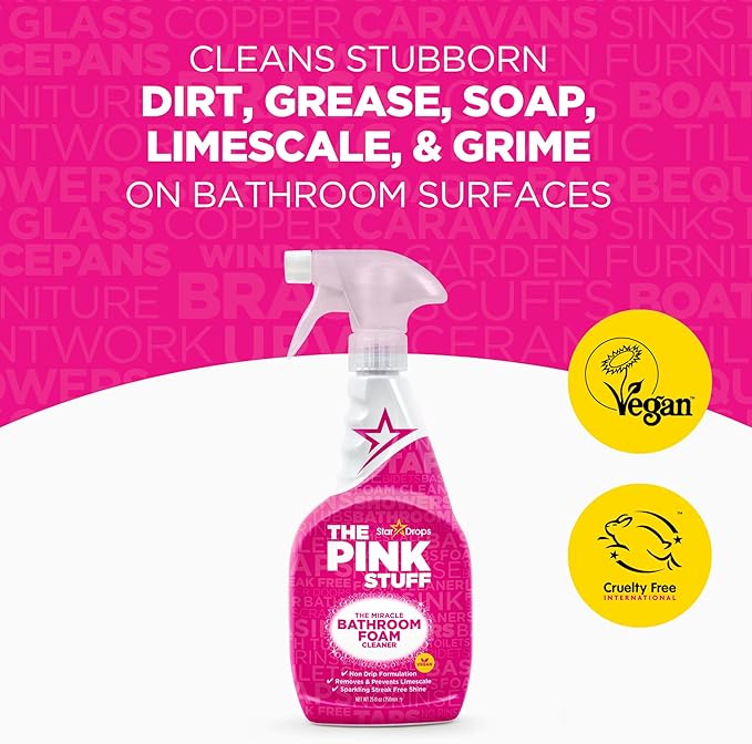 Stardrops - The Pink Stuff - Miracle Bathroom Foam Cleaner 750ml - Baths, Tiles, Soap Scum, Limescale, Streak Free