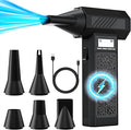 Yizhet Cordless Air Duster, 130,000 RPM High-Speed Rechargeable Compressed Air Duster with 5000mAh Battery, 4 Speeds, 5 Nozzles & LED Light for Computer Cleaning, Car Interior and Home Dusting