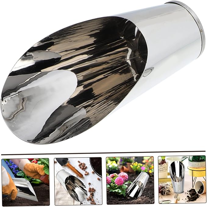 Stainless Steel Bucket Shovel Bonsai Soil Scoop Plastic Soil Scoops for Garden Fertilizer Feed Scooper Small Soil Scoops Gardening Supplies Potted Scoops for Stainless Steel