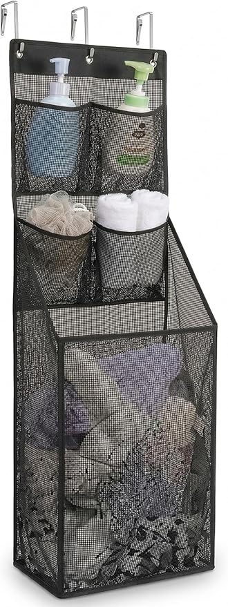 ALYER Multifunctional Over The Door Laundry Basket,Behind The Door Storage Organizer for Laundry,RV,Dorm,Bathroom,Bedroom,Pantry, Nursery,Kitchen,Black