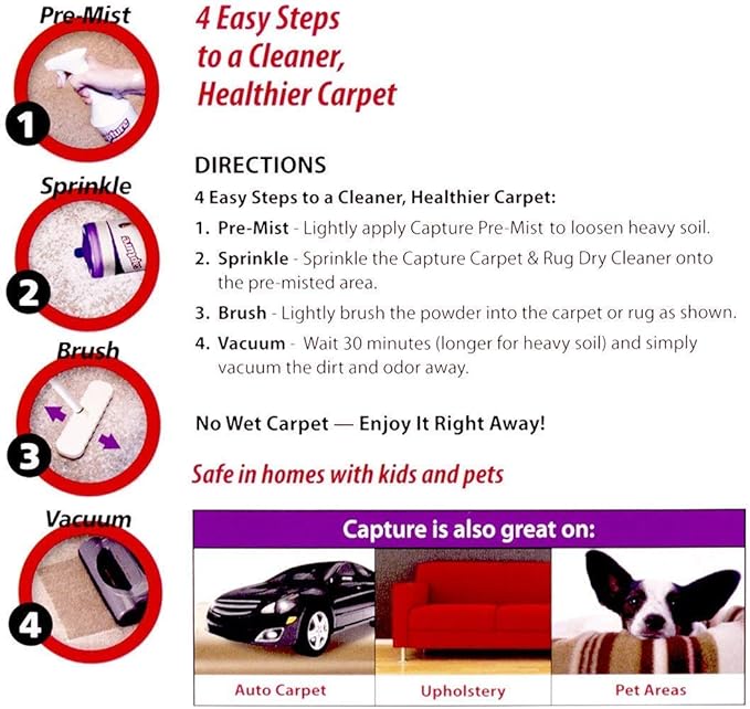 Capture Carpet & Rug Dry Cleaner (1 lb) Spot and Stain Remover (32 oz), Couch, Sofa Cleaner and Stain Remover Bundle