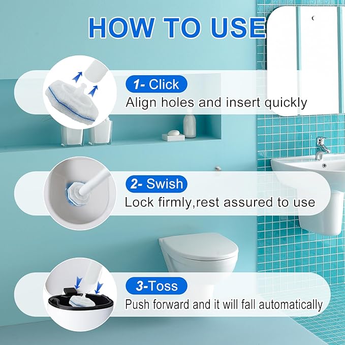 120 Count Toilet Wand Refills for Clorox, Disposable Head Compatible with Clorox ToiletWand Cleaning System, Upgrade Fiber Bowl Cleaner Brush for Closestool Cleaning.（not included brush rod）