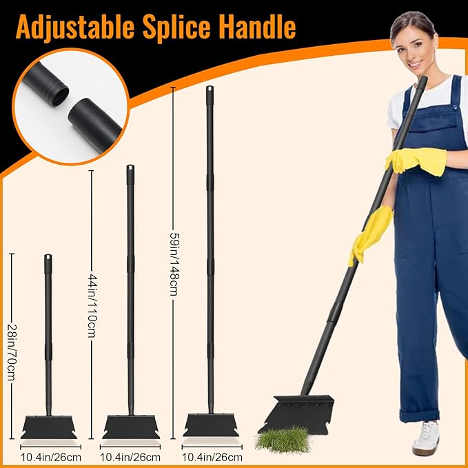 Garden Flat Shovel Scraper, Multifunctional Garden Cleaning Shovel with 59 Inch Long Handle, Heavy Duty Outdoor Floor Scraper for Weed Cleaning,Trenching,Edging and Removing Snow,Ice,Weeds,Dirty,Moss