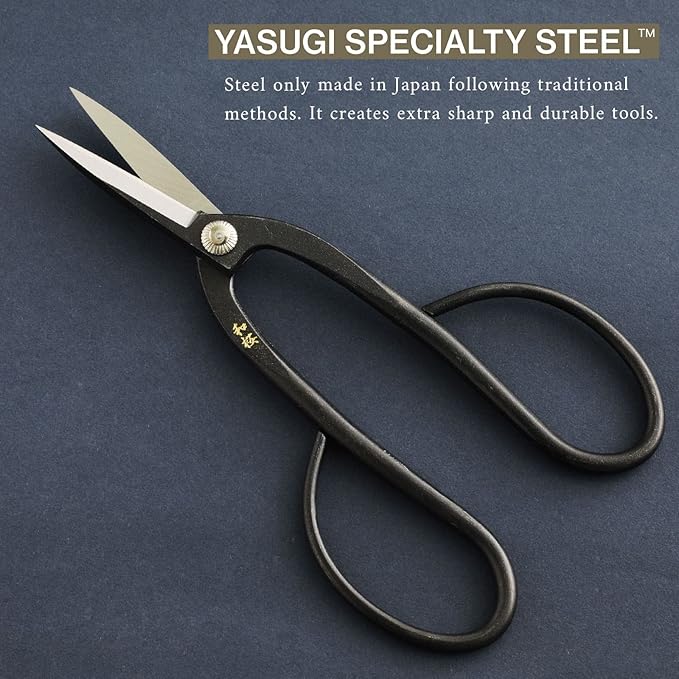 Wazakura Yasugi Steel Made in Japan Ashinaga Bonsai Scissors 8 in (200 mm), Pruning Shears, Japanese Gardening Tools - Yasugi Steel Ashinaga