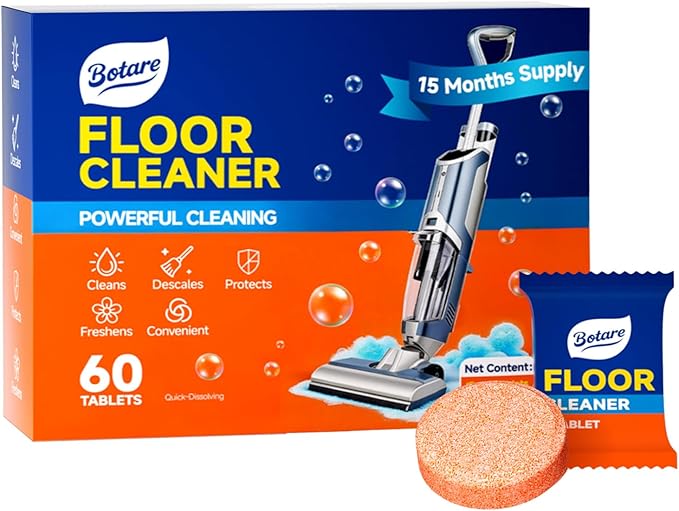 Floor Cleaner Tablet, Compatible with Wet Dry Vacuum and All Robot Mop Floor Washer, Solution for Wood,Tile Laminate Multiple Hard Floors, 60 Pack, Lemon Secent