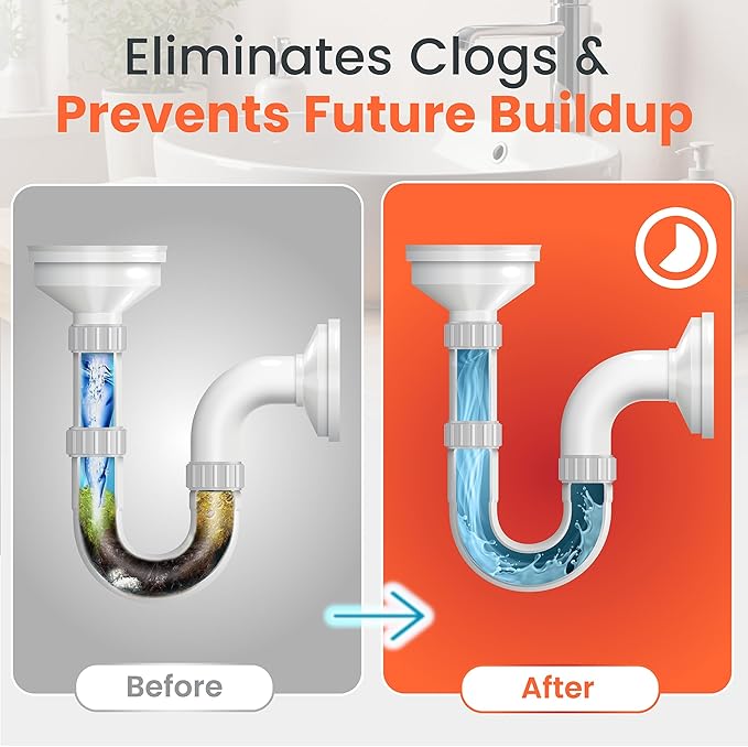 Liquiflo Hair Drain Clog Remover & Maintainer, Eliminates Odors & Biofilm, Odor-Free & Fumeless, Declogger for Hair, Grease & Organic Build up, Safe for All Piping