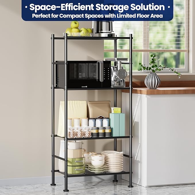 Abiglifty Storage Shelves, 4-Tier Wire Shelving, Metal Shelving with Adjustable Leveling Feet, Garage Storage for Bathroom, Closet, Kitchen