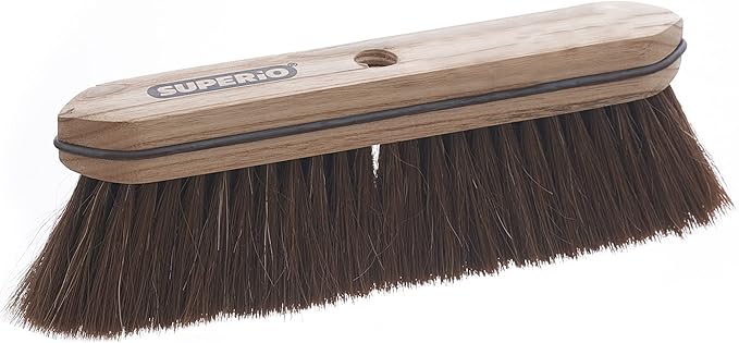 Superio Horsehair Broom, Brown Metal Handle with Fine Premium Bristles, Heavy Duty Home and Kitchen Broom Easy, Sweeping Dust and Wisp Floors and Corners