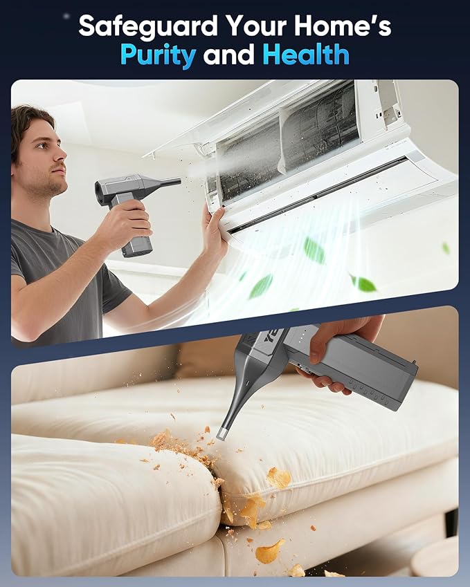 Compressed Air Duster, 300000 RPM & 400 G Wind Pressure, 10000 mAh Battery with Fast Charging, 4-Gear Electric Air Duster Rechargeable, Electric Duster Mini Blower with LED for Office Cleaning