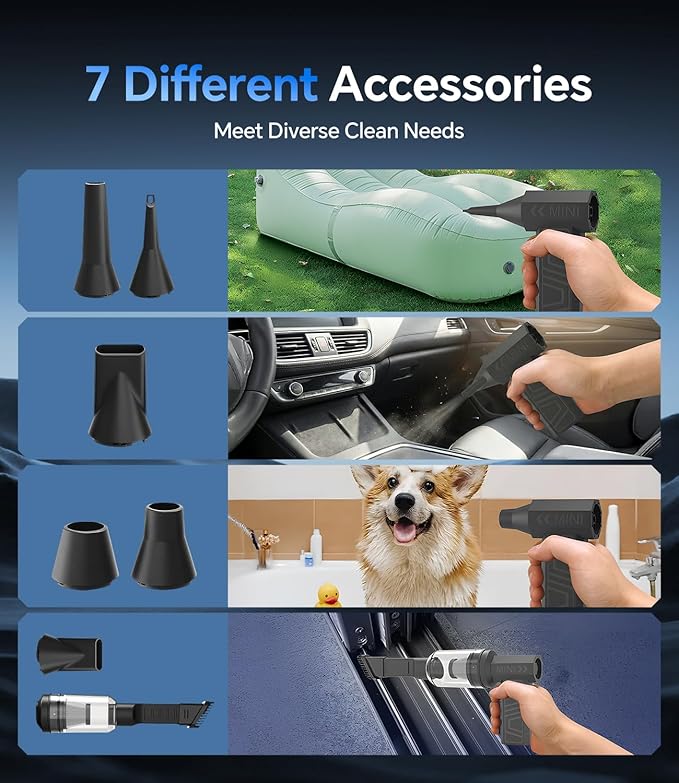 Compressed Air Duster, Electric Air Duster Rechargeable Blower Handheld Cordless Vacuum Strong Power Tool for Keyboard/BBQ/Camera Lens/PC Vents,Car Interiors & Home,Outdoor Dusting