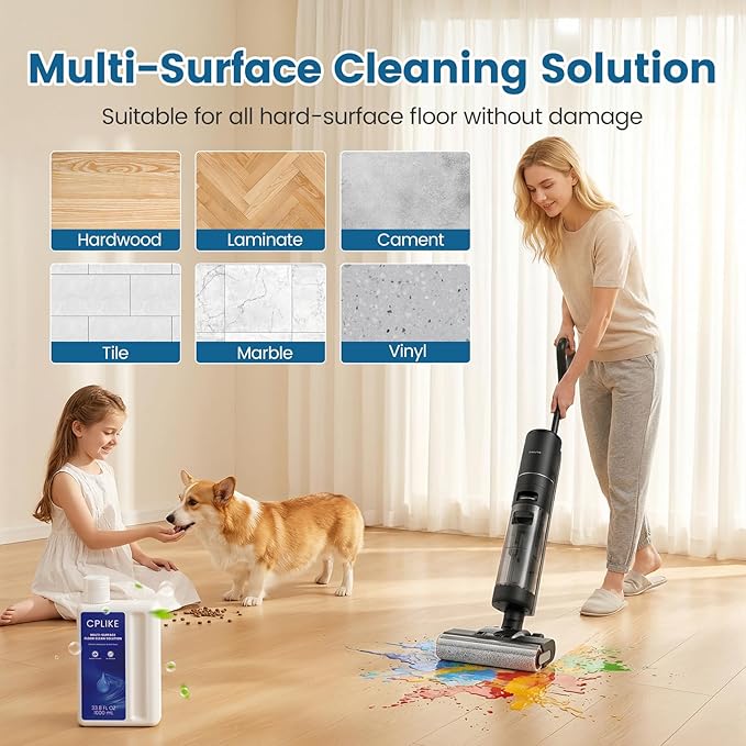 Floor Cleaning Solution Compatible with Dreame Cleaning Solution, Multi-Surface Floor Cleaner for All Dreame Wet Dry Vacuum Cleaners & Robot Vacuums, 33.8 fl oz