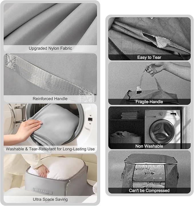 2Pcs Super Space Saving Self Compression Organizer, Quilt Storage Bags, Self Compression Storages Bags, Storage Bags for Quilts, Sweaters, Blankets (grey)