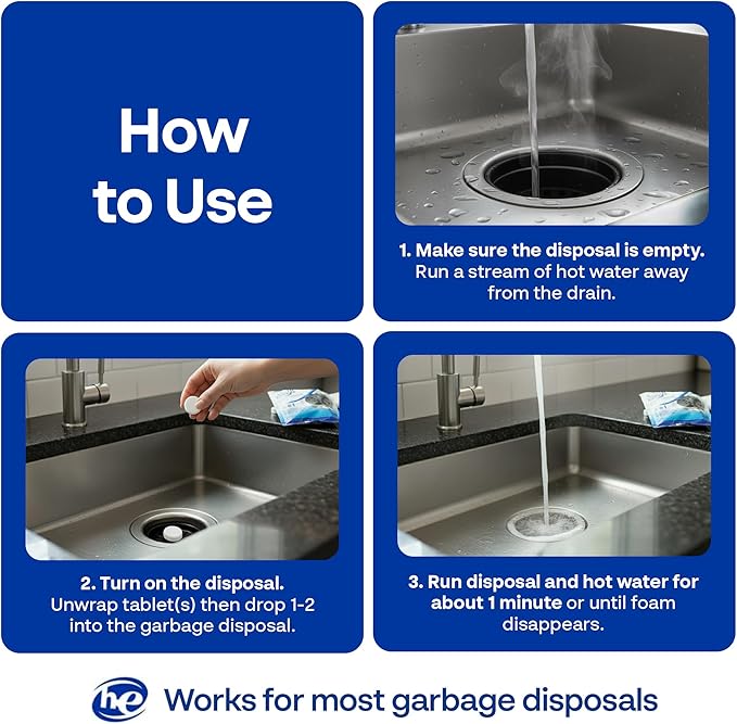 Earth Breeze Garbage Disposal Cleaner Tablets – 4-in-1 Citrus Scented Tablets that Clean, Deodorize, Refresh & Protect – Powerful Cleaning Action for Sink & Disposal – No Harsh Chemicals - Made in USA