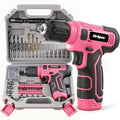 Hi-Spec 110pc Pink 8V USB Electric Power Cordless Womens Drill Driver Set. Drill Bits, Sockets and Screwdriver Bit Set Accessories In a Portable Toolbox Case for Ladies
