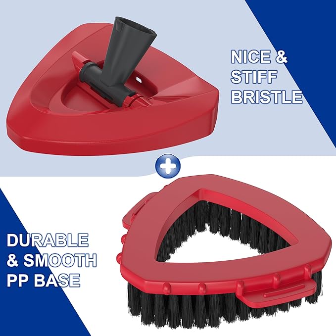 Scrub Brush with Mop Base for 2-Tank Spin Mop Systems, Triangle Floor Scrubber Head Replacement with Stiff Nylon Bristles for Tile & Hard Floor Deep Cleaning – 1 Pack