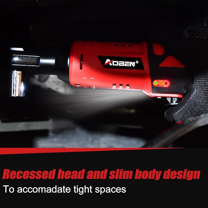 AOBEN Cordless Ratchet Wrench Kit,3/8" ratchet,40 Ft-lbs Electric Power Ratchet Set with Variable Speed Trigger,2 Packs 2000mAh Lithium-Ion Battery And Charger,83 Sockets