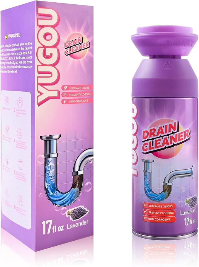 Sink Drain Cleaner, Lavender Sink Cleaner and Deodorizer, Foaming Drain Cleaner for Kitchen Sinks, Shower Drains, Tubs. 1pcs
