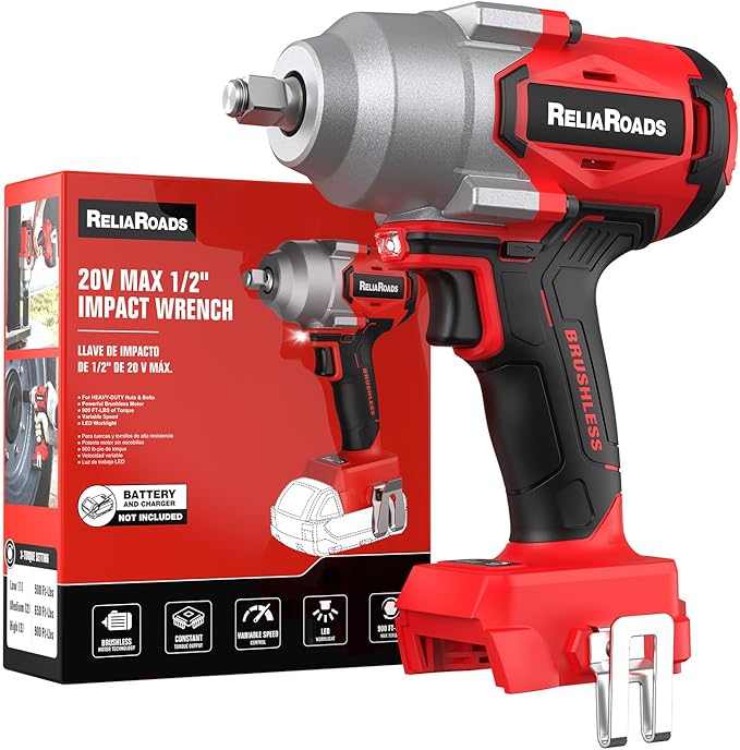 900 Ft-lbs Cordless Impact Wrench, 1/2 Inch Impact Gun Compatible MilWauke 18V Battery, Brushless Constant High Torque Impact Driver with 3 Speed, Tool Only (No Battery Included)