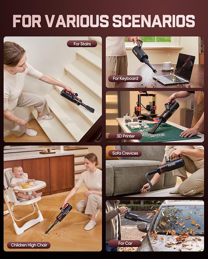 Fanttik Cruise V11 APEX Handheld Vacuum Cordless, 4-in-1 Vacuum Cleaner with 180° Rotatable Handle, 145W Brushless Motor, LED Touch Screen, 3 Suction Modes for Home Corners, Kitchen, Car, Crevices