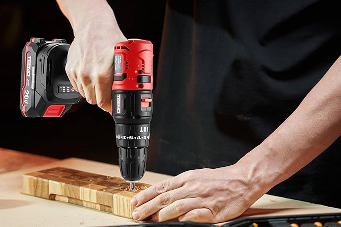 TEENO 20V Cordless Drill and Impact Driver, Brushless Power Tool Combo Kit Included 3/8'' Drill & 1/4'' Impact Driver, 2x 1.5Ah Batteries, Fast Charger, 19 pcs Driver Bit Set & Bag