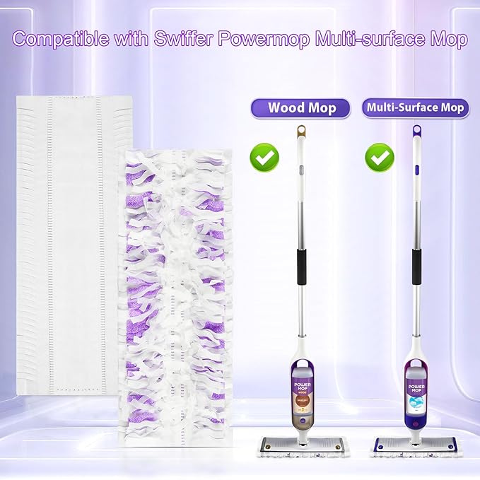 12 Pack Disposable Power Mop Refills Compatible with Swiffer Power Mop, for Swiffer Power Mop Refill, for Floor Cleaning, Unscented & Thickened Pads