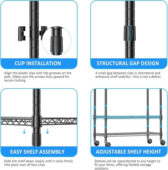 IZEUK Heavy Duty Rolling Garment Rack Wire Clothes Rack for Hanging Clothes (Black, 3 Tier with 2 Rod, 29.5" W x 15.7" D x 75" H)