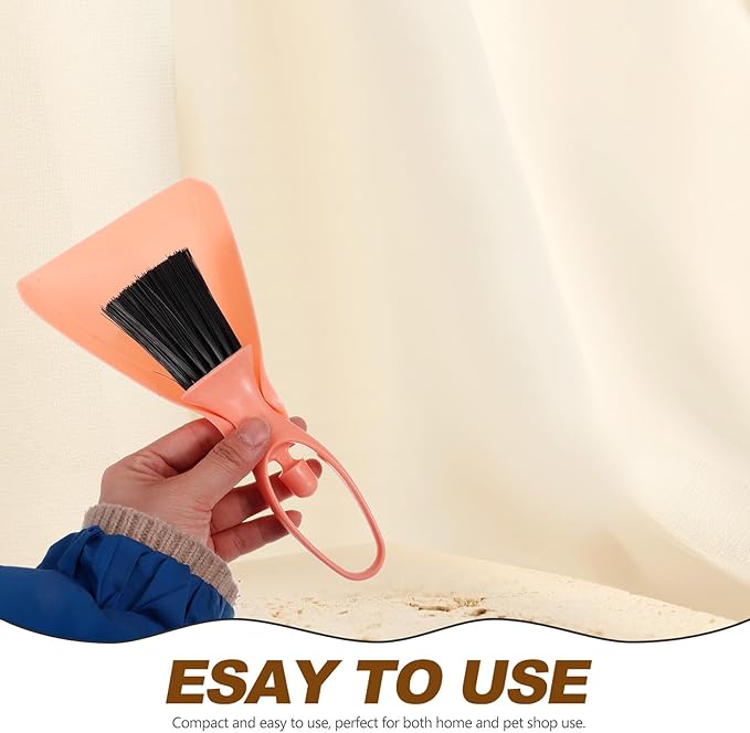 Small Broom and Dustpan Set for Small Animal Cages, Mini Handheld Cleaning Brush with Dustpan, Pink Pet Cage Accessory for Hamsters, Rabbits, Guinea Pigs, and Chinchillas