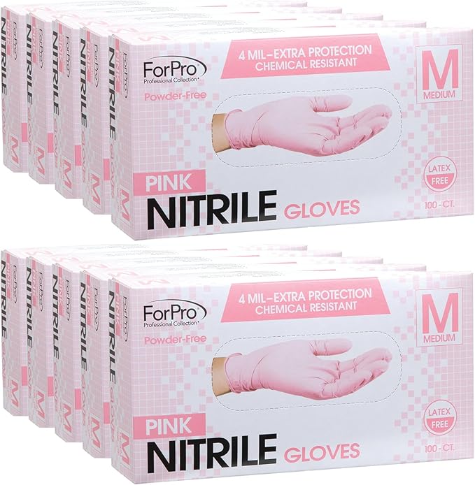 ForPro Disposable Nitrile Gloves, Chemical Resistant, Powder-Free, Latex-Free, Non-Sterile, Food Safe, 4 Mil