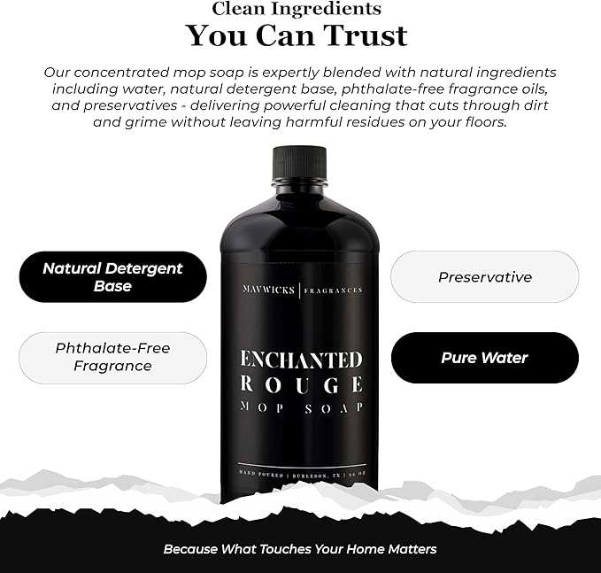 Fragrances - Luxury Mop Soap (Enchanted Rouge) 32 Oz – Enchanted Rouge Scented Floor Cleaner for Mopping – Pet Safe, Best Smelling Mop Detergent for All Surfaces
