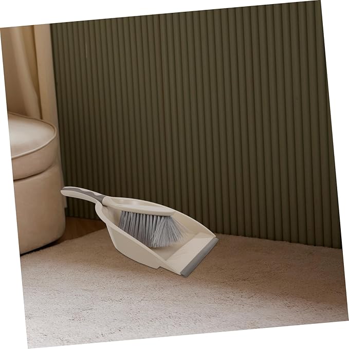 1Set Kitchen Desktop Cleaning Brush Broom Dustpan Kit Ergonomic Home Cleaning Accessory Durable and Flexible Bristles for Easy Dust Removal White