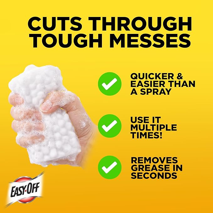 Easy‑Off Heavy Duty 2‑in‑1 Ultra Thick Eraser & Degreasing Formula, 3 Multi‑Use Cleaning Pads — Cuts Through Tough Grease & Grime in Seconds