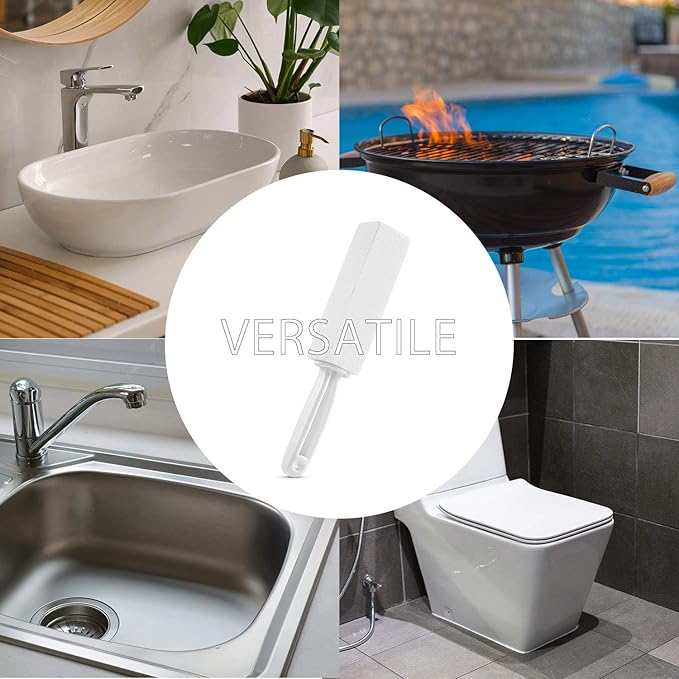 3 Pack Pumice Stone for Toilet Bowl Cleaning with Handle, Scouring Stick Remove Toilet Bowl Hard Water Rings, Calcium Buildup and Rust for Cleaning Toilet, Bathroom, Kitchen Sink, Grill (White)