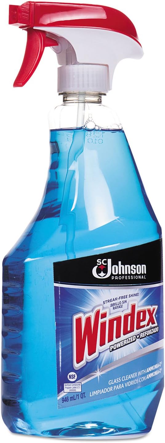 Windex Powerized Glass Cleaner with Ammonia-d, 32 Oz. Trigger Spray Bottle