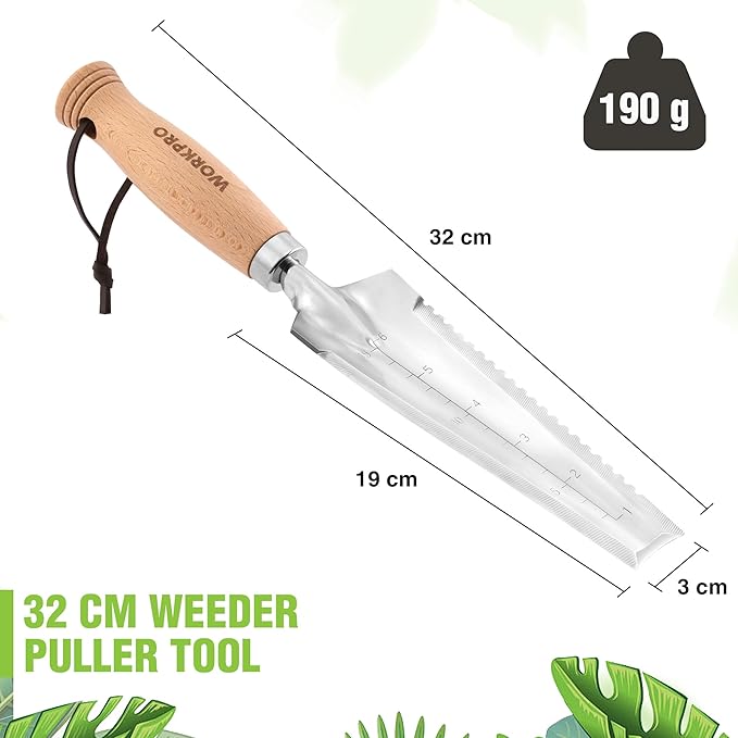 WORKPRO Garden Trowel with Wood Handle, Stainless Steel Narrow Hand Shovel, Multi- Use Flat Garden Trowel for Planting, Weeding, Transplanting, Digging, Small Weeding Knife for Gardening