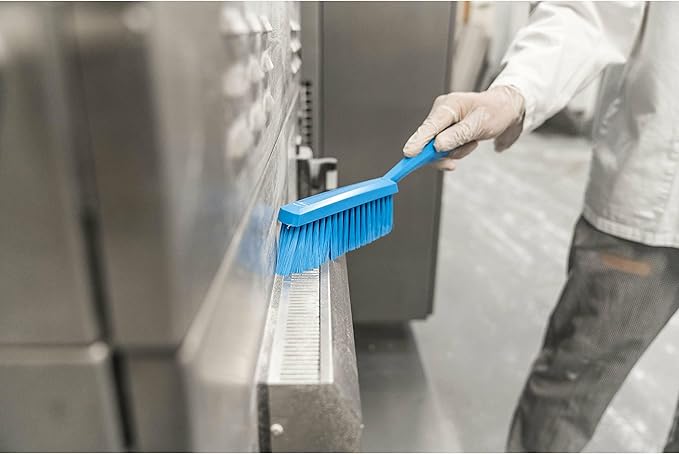 Vikan 45878 Bench Cleaning Brush, Polypropylene/Polyester Soft Bristle Dustpan Brush & Sweeper With Handle, 14-Inch, Purple