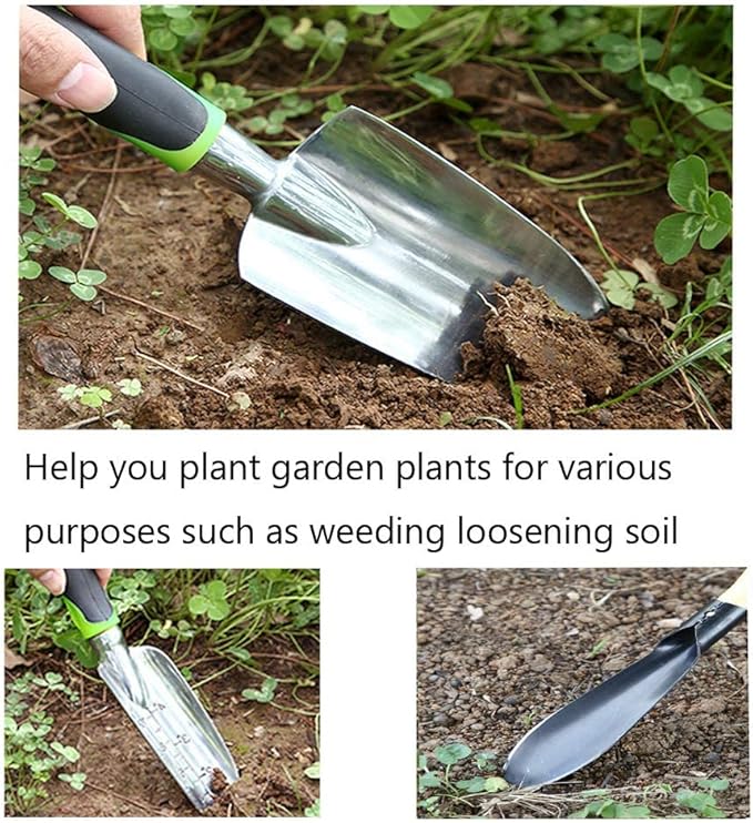 Garden Trowel & Hand Wide Shovel Pointed with Soft Rubberized Non-Slip Ergonomic Handle for Planting, Transplanting, Weeding, Moving and Smoothing Soil - Gardening Gift (Style 1)