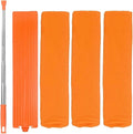 Retractable Gap Feather Duster with 3 Washable Microfiber Cloths, Extendable Cleaning Tool with Long Extension Pole 110 Inch, Under Appliance & Furniture Duster for Home Cleaning (Orange)