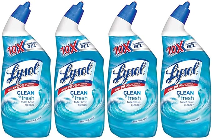 Lysol Clean & Fresh Toilet Bowl Cleaner, Ocean Fresh, 24 oz (Pack of 4)