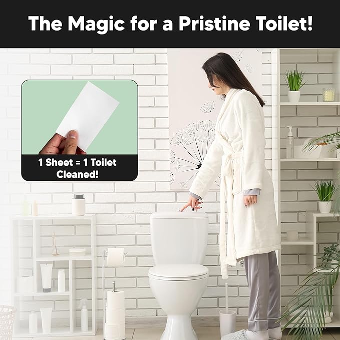 Lucent Globe Toilet Cleaning Sheets | Strips - Tough on Dirt & Stains - Safe for Toilets & Septic Systems - Convenient and Travel Friendly Toilet Bowl Cleaner - Fresh Eucalyptus Fragrance (4 Pack)