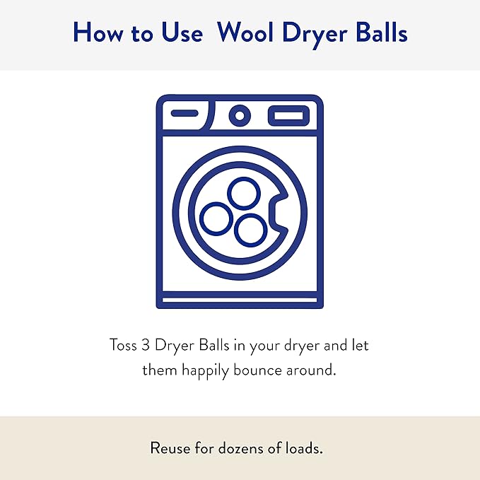 The Clean People 100% New Zealand Wool Dryer Balls - 6 Pack - for Laundry, Fabric Softening, Anti Static, No Lint, Odorless and Reusable