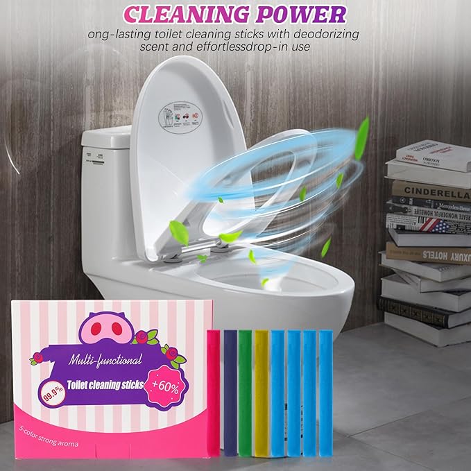 Multi-functional Deodorizing Toilet Cleaning Sticks, Toilet Bowl Cleaners Drop In Tank, Toilet Tank Cleaner Cleaning Perfume Stick for Bathroom Home Use, Long-Lasting Freshness(2sets, 16 pcs)