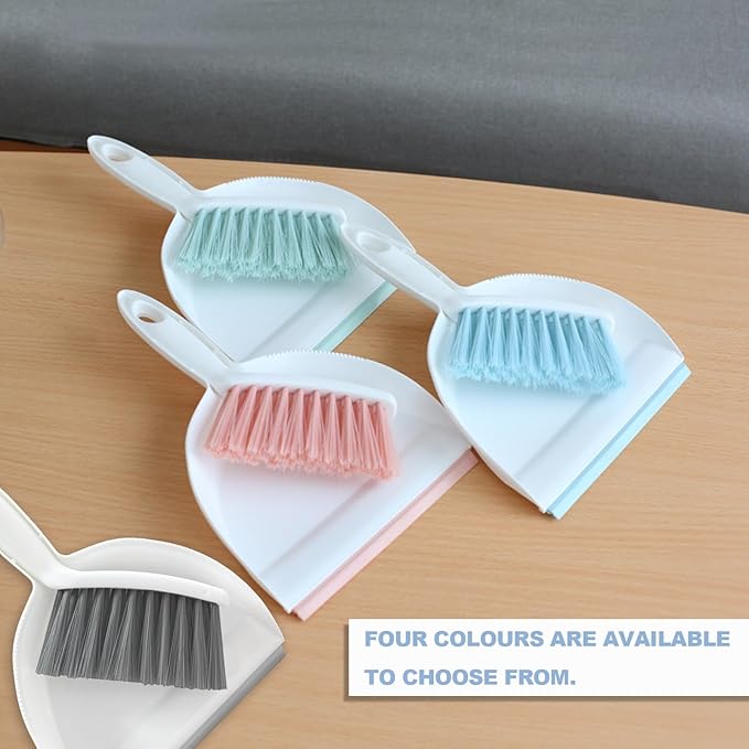 Mini Broom and Dustpan Set Small Dust pan & Brush Set Portable Cleaning Tools for Home Office RV Camping Learning (Blue)