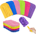 12 PCS Fleece Reusable Duster Refills for Swiffer, Washable Heavy Duty Duster Pads, 360 Cleaning Pads for Fan, Window, Furniture, Floor(Include 1 Handle)