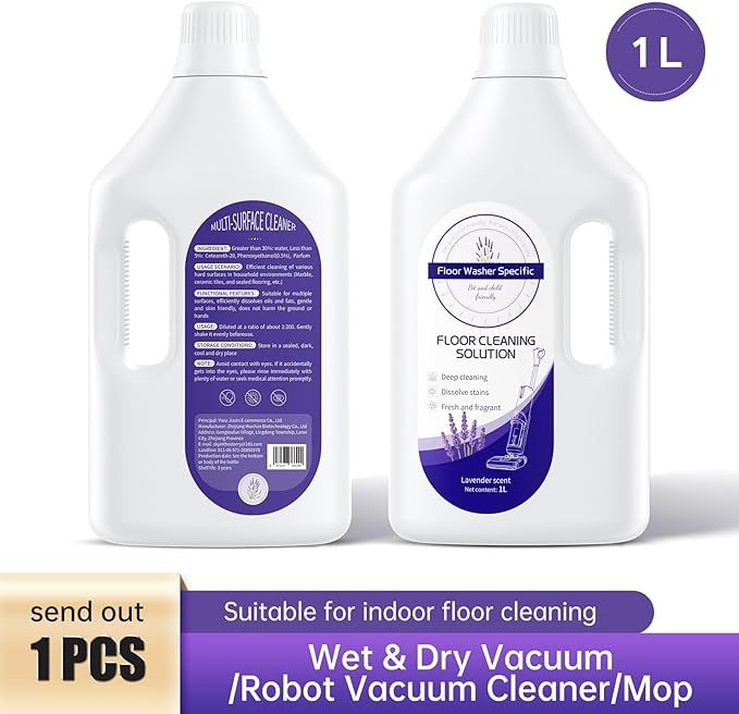 1L Lavender Floor Cleaning Solution Compatible With Tineco/Bissell/Dreame And Shark, Fragrance Deodorization, Deep Cleans for Multiple Hard Floors, Suitable With Cordless Wet/Dry Vacuum