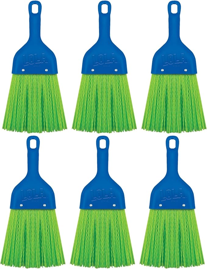LOLA Whisk Broom, Hand Brush, 6 Pack Durable Bristles, Whisks Away Dirt & Debris, Compact, Hang Hole for Easy Storage, Indoor/Outdoor