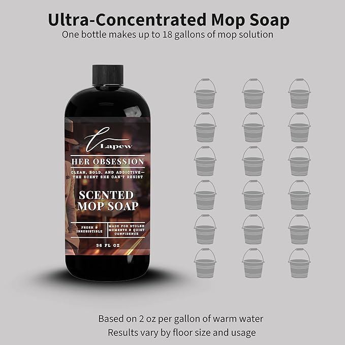 Lapew Her Obsession Scented Mop Soap - Luxury Floor Cleaner Concentrate for Mopping Tile, Laminate, Vinyl & Hardwood | Streak-Free, Low-Foam | 36 oz