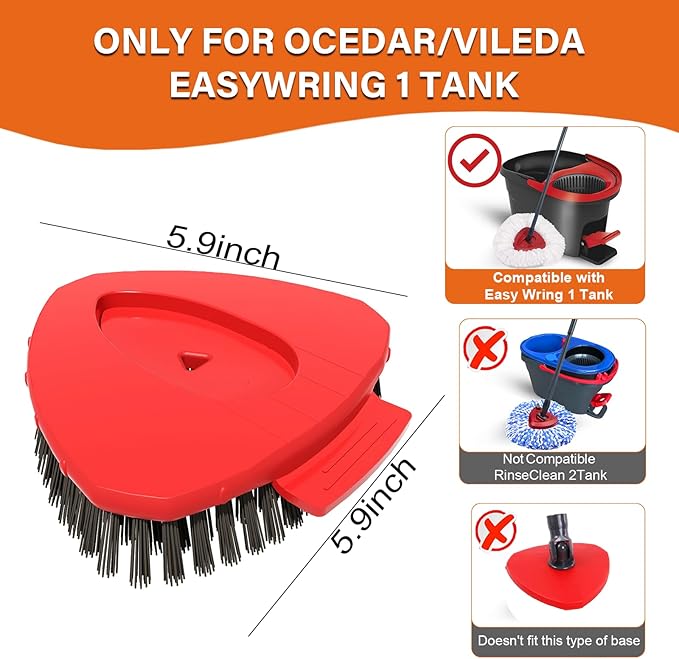 Scrub Brush Mop Head Replacement Compatible with O Cedar EasyWring 1 Tank Spin Mop,New Upgrade Stiff Bristle Shower Brush Scrubbing Brush Cleaning Brush for Bathroom, Kitchen, Tub, Tile